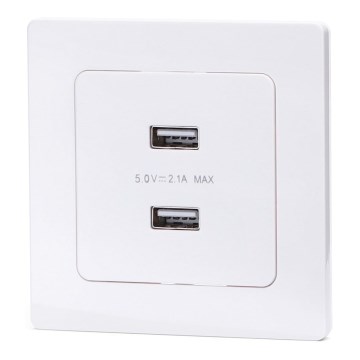 Aigostar - USB napajalna vtičnica z okvirjem 2x USB-A bela