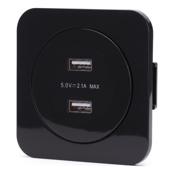 Aigostar - USB napajalna vtičnica z okvirjem 2x USB-A črna