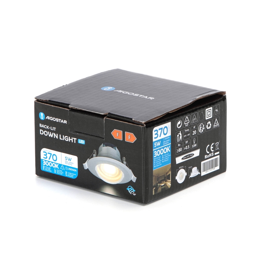Aigostar - vgradna LED stropna svetilka LED/5W/230V 3000K, premer 8,5 cm, bela
