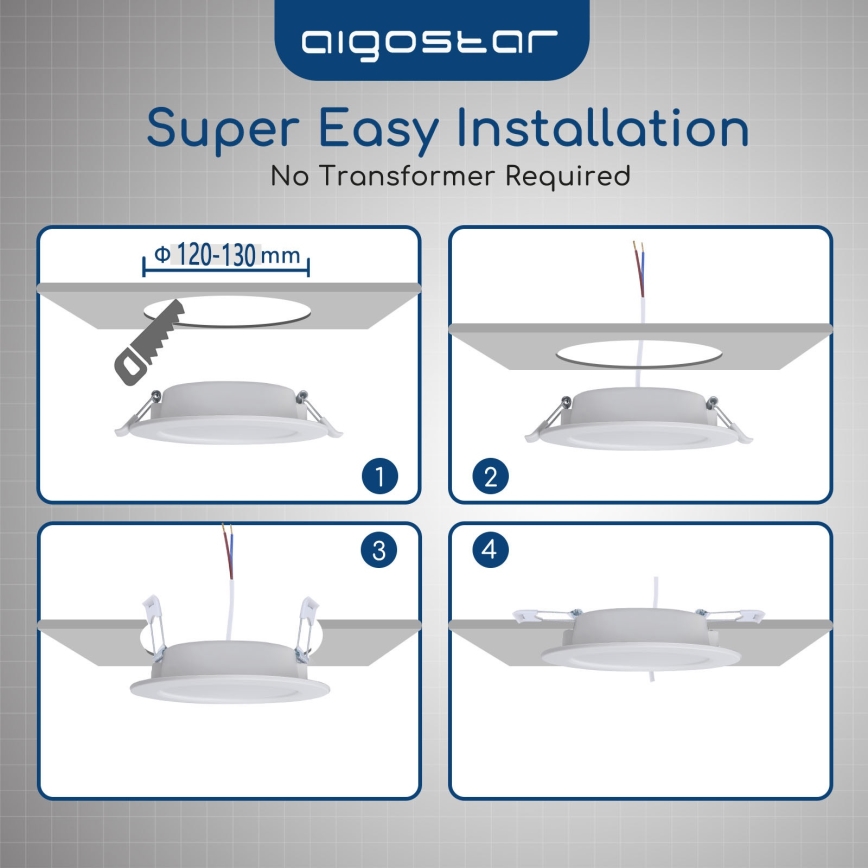 Aigostar - LED vgradna stropna svetilka za kopalnico LED/15W/230V 4000K IP44 premer 14,5 cm bela