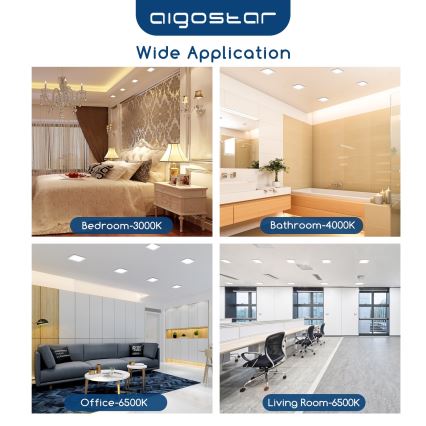 Aigostar - vgradno stropno LED svetilo, 6 W, 230 V, 4000 K, 12 x 12 cm, bela
