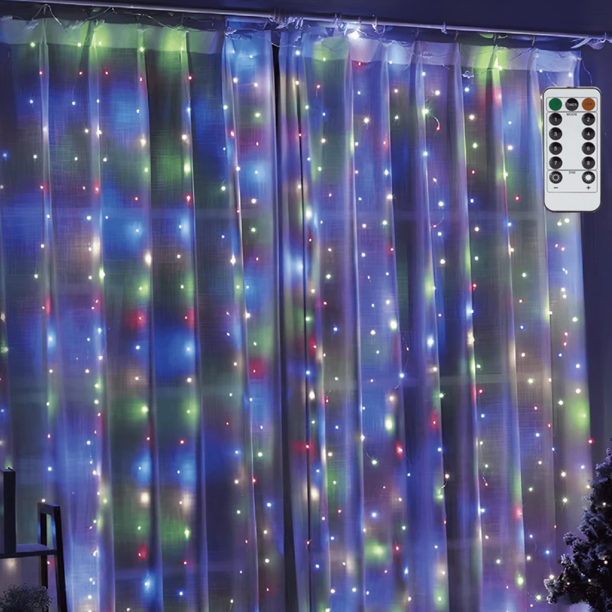 Aigostar - LED zatemljiv božični niz 300xLED/8 funkcij USB 6x3m večbarven + daljinski upravljalnik