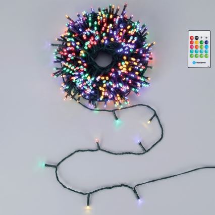 Aigostar - Zatemljiv zunanji božični LED niz s senzorjem gibanja 100xLED/3xAA 12m večbarven + daljinski upravljalnik
