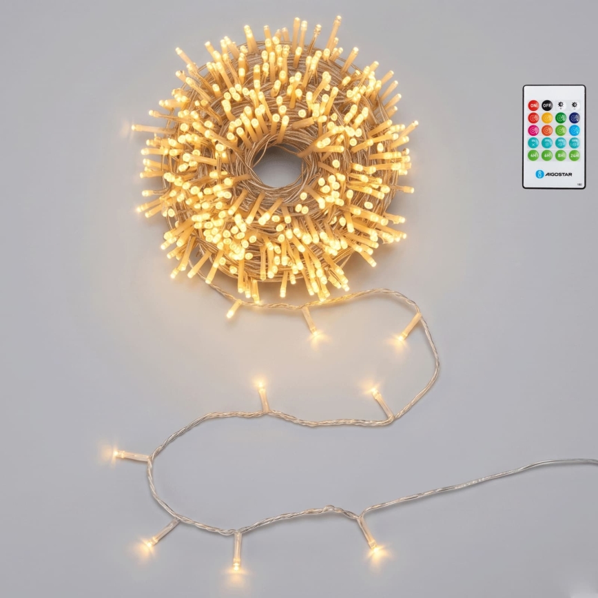 Aigostar - Zatemljiv zunanji božični LED niz s senzorjem gibanja 100xLED/3xAA 12m topla bela + daljinski upravljalnik