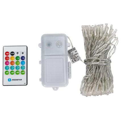 Aigostar - Zatemljiv zunanji božični LED niz s senzorjem gibanja 100xLED/3xAA 12m topla bela + daljinski upravljalnik