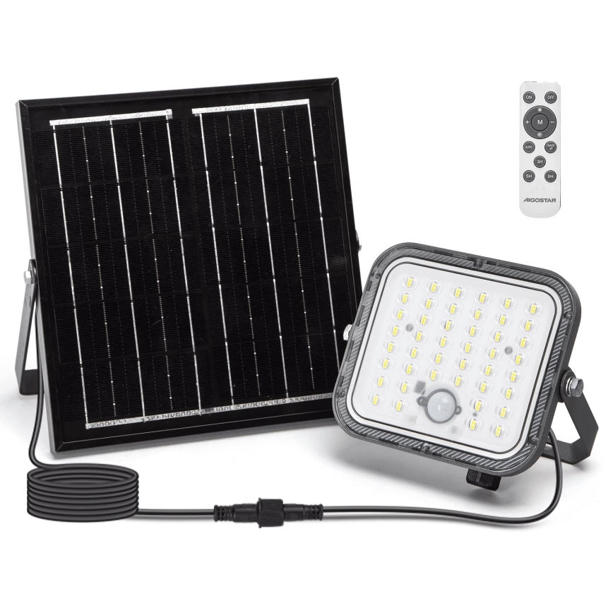 Aigostar - LED zatemnljiv sončni reflektor s senzorjem LED/80W/3,4V 6500K IP66 4000 mAh + z daljinskim upravljalnikom