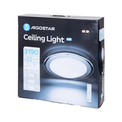Aigostar - LED zatemnjiva stropna svetilka LED/30W/230V 2700-6500K premer 42,9 cm krom + daljinski upravljalnik