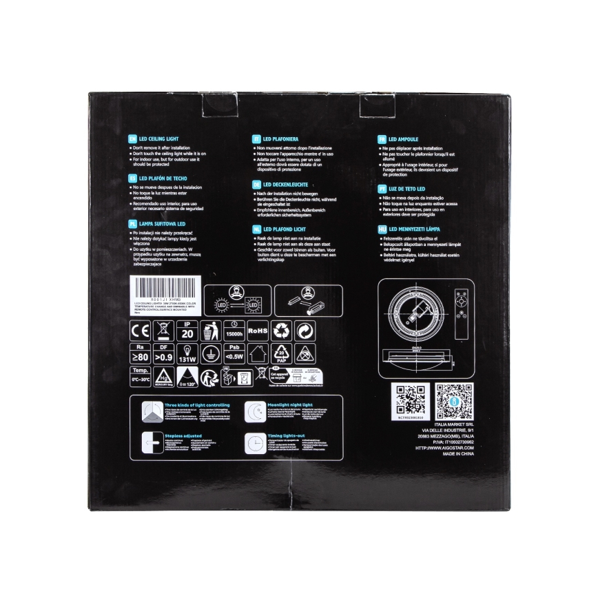 Aigostar - LED zatemnjiva stropna svetilka LED/30W/230V 2700-6500K premer 42,9 cm krom + daljinski upravljalnik