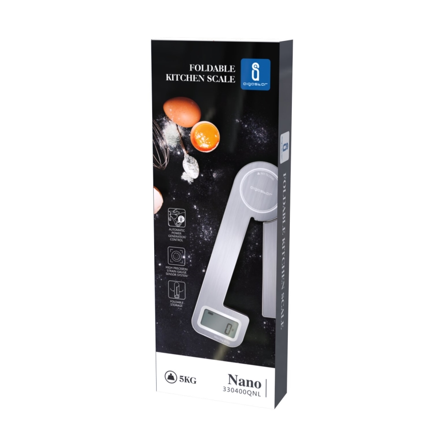 Aigostar - Zložljiva kuhinjska tehtnica 5kg mat krom