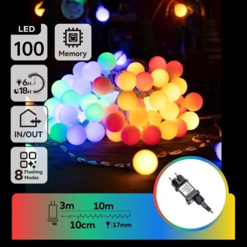 Aigostar - Zunanja LED okrasna veriga 100xLED/8 funkcij 10m IP44 večbarvna