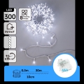 Aigostar - zunanji božični LED niz 300xLED/8 funkcij 4xAA 30m IP44 hladna bela