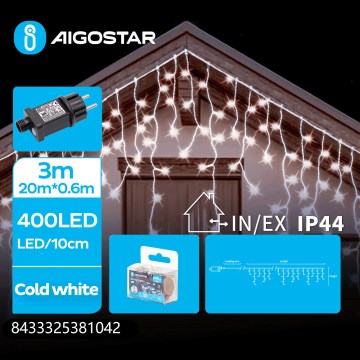Aigostar - zunanji božični LED niz 400×LED/8 funkcij 23×0,6 m IP44 hladna bela