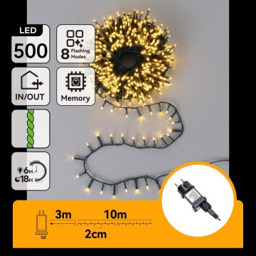 Aigostar - zunanji božični LED niz 500xLED/8 funkcij 13m IP44 topla bela
