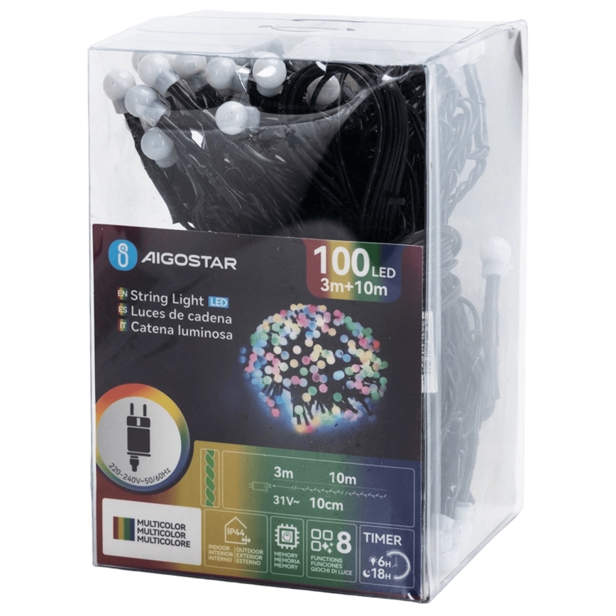 Aigostar - LED zunanji okrasni niz 100xLED/8 funkcij 10 m IP44 večbarven