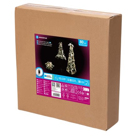 Aigostar - LED zunanja božična jelka 80xLED 1,2m IP44 bela/zlata hladno bela