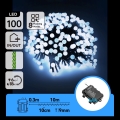 Aigostar - zunanji LED božični niz 100×LED/8 funkcij 3×AA 10,3 m IP44 hladna bela