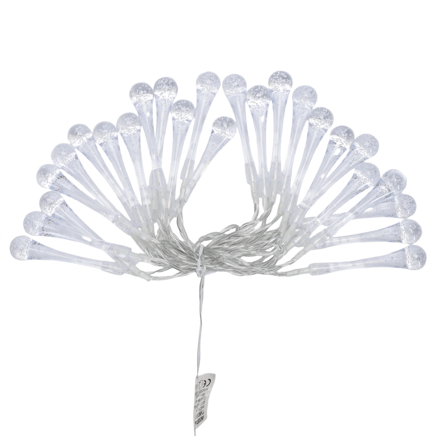 Aigostar - LED zunanji božični niz, 25xLED/8 načinov, 3xAA, 2,5 m, IP44, topla bela, kapljice