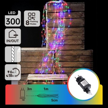 Aigostar - zunanji LED božični niz 300xLED/8 funkcij 4m IP44 večbarven