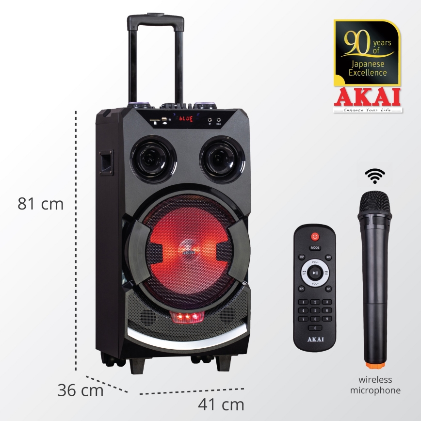 AKAI ABTS-112 - Brezžični zvočnik 300 W / 230 V, 7000 mAh, z daljinskim upravljalnikom
