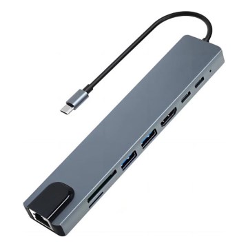 Aligator AHUB001 - USB-C razdelilec 8 v 1