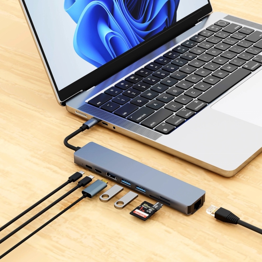 Aligator AHUB001 - USB-C razdelilec 8 v 1