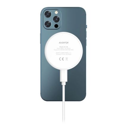 Aligator AMS08WT - Brezžični polnilec MagSafe 3v1 15W bel