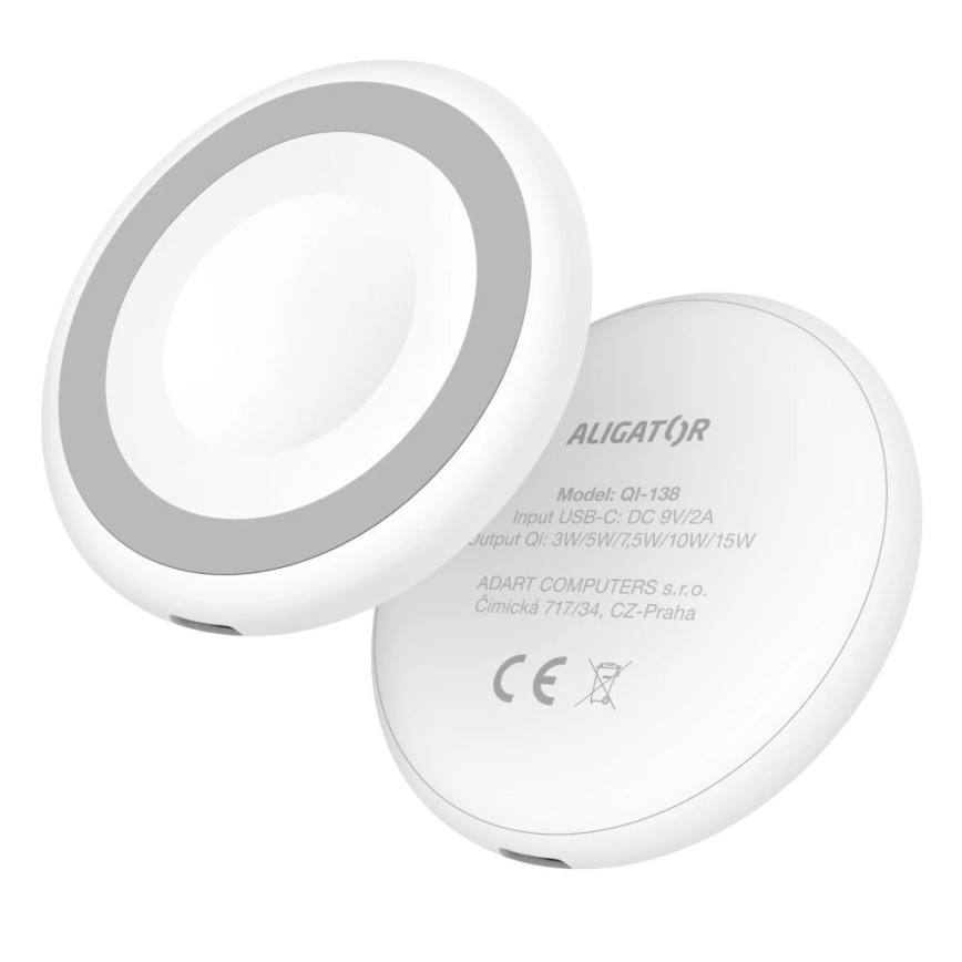 Aligator AMS08WT - Brezžični polnilec MagSafe 3v1 15W bel