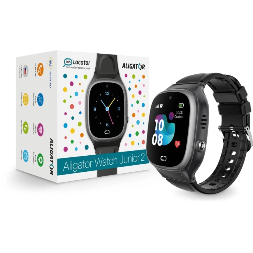 Aligator AW11BK - Pametna ura Watch Junior 2 450 mAh IP67 Wi-Fi črna