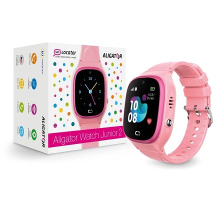 Aligator AW11PK - Pametna ura Watch Junior 2 450 mAh IP67 Wi-Fi rožnata