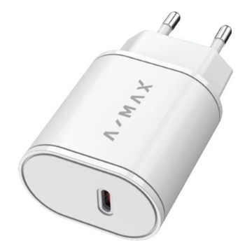 Aligator AX0001V - Hitri polnilni adapter A-MAX Power Delivery 20W USB-C, bela