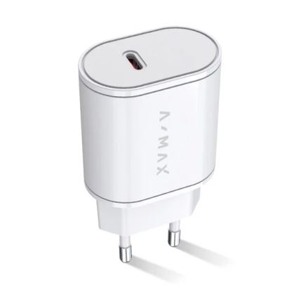 Aligator AX0001V - Hitri polnilni adapter A-MAX Power Delivery 20W USB-C, bela