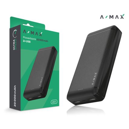 Aligator AX0004 - Power Bank A-MAX 20000 mAh 3,7 V črna