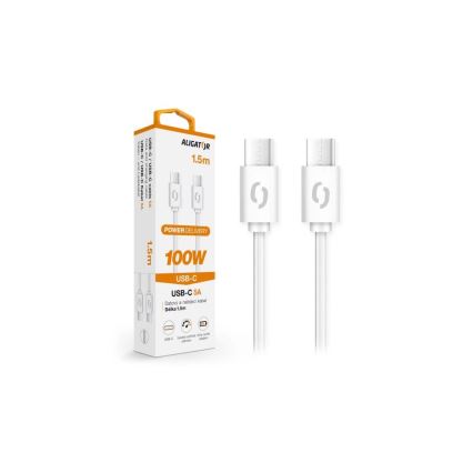 Aligator DATKP47 - USB kabel USB-C / USB-C 100W Power Delivery 1,5m bela