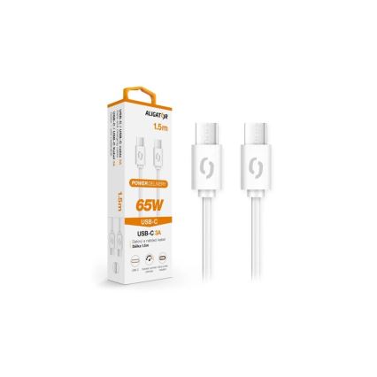 Aligator DATKP49 - USB kabel USB-C / USB-C 65W Power Delivery 1,5m bela