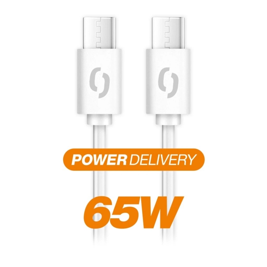 Aligator DATKP55 - USB kabel USB-C / USB-C 65 W Power Delivery 0,5 m, bela