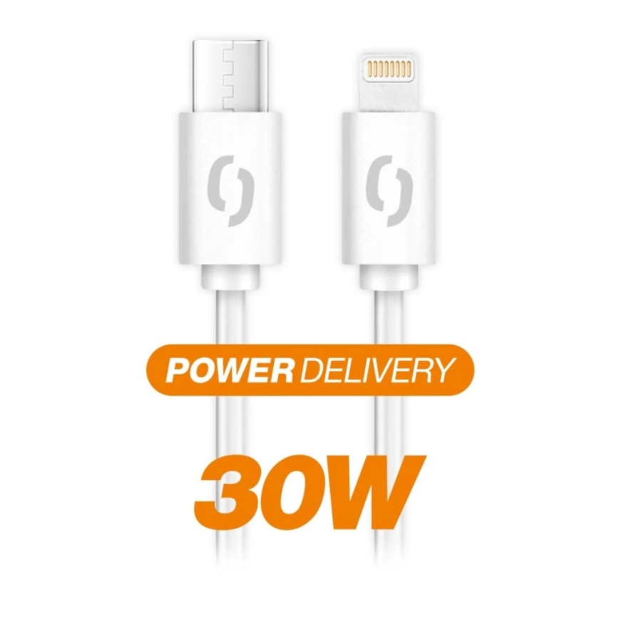 Aligator DATKP57 - USB kabel USB-C / Lightning 30W Power Delivery 0,5m bela