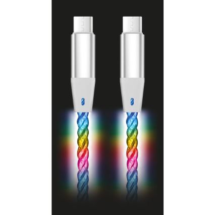 Aligator DATKP62 - USB kabel USB-C / USB-C z LED osvetlitvijo 65W Power Delivery 1,2m