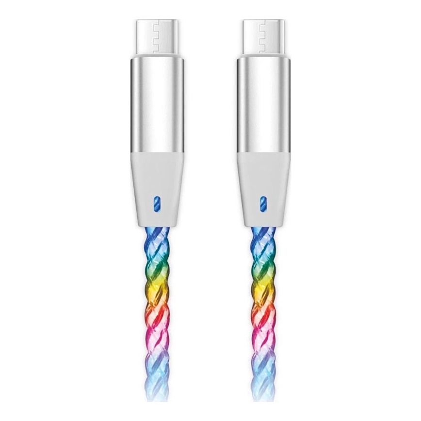 Aligator DATKP62 - USB kabel USB-C / USB-C z LED osvetlitvijo 65W Power Delivery 1,2m