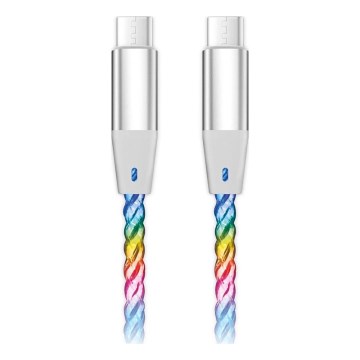 Aligator DATKP64 - USB-kabel USB-C na USB-C z LED-osvetlitvijo, 65 W Power Delivery, 0,5 m