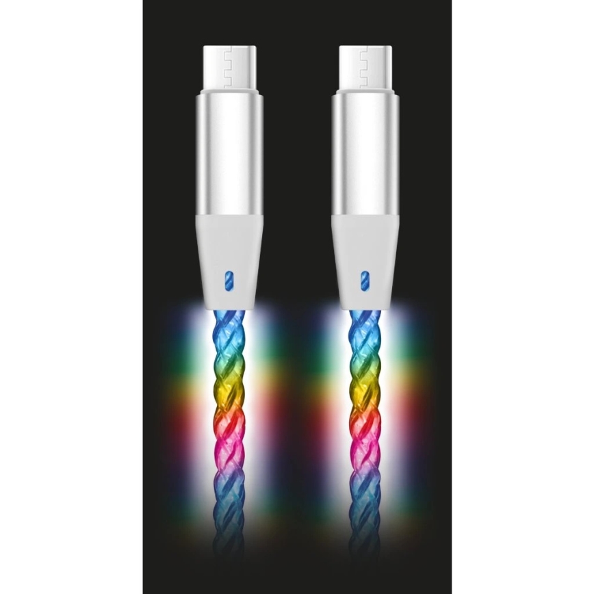 Aligator DATKP64 - USB-kabel USB-C na USB-C z LED-osvetlitvijo, 65 W Power Delivery, 0,5 m