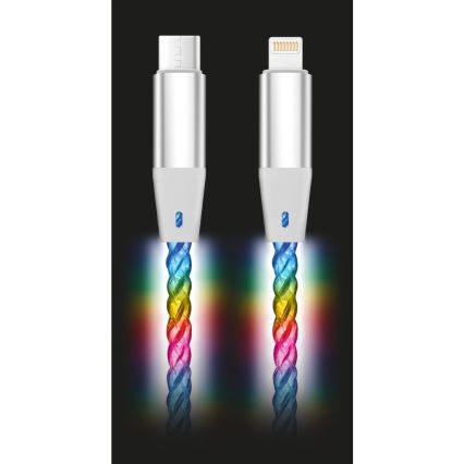 Aligator DATKP65 - USB kabel USB-C / Lightning z LED osvetlitvijo 30W Power Delivery 0,5m
