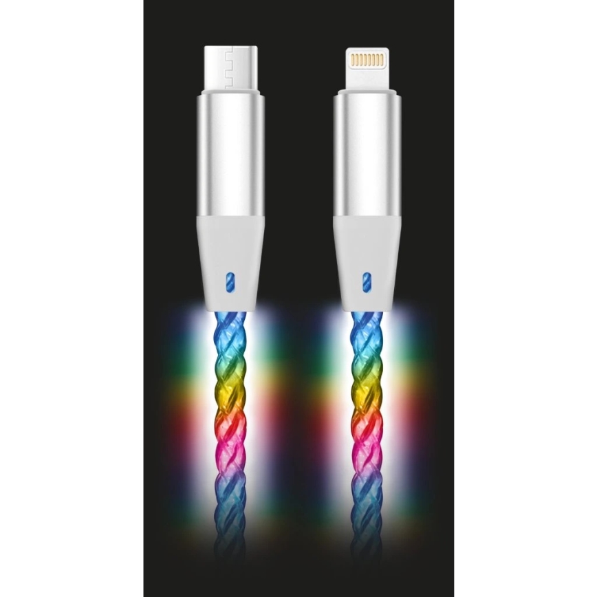 Aligator DATKP65 - USB kabel USB-C / Lightning z LED osvetlitvijo 30W Power Delivery 0,5m