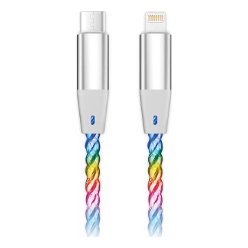 Aligator DATKP65 - USB kabel USB-C / Lightning z LED osvetlitvijo 30W Power Delivery 0,5m