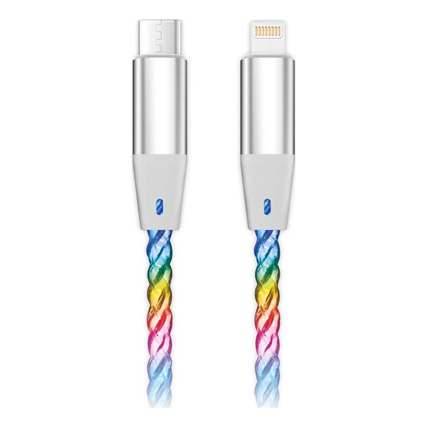 Aligator DATKP65 - USB kabel USB-C / Lightning z LED osvetlitvijo 30W Power Delivery 0,5m