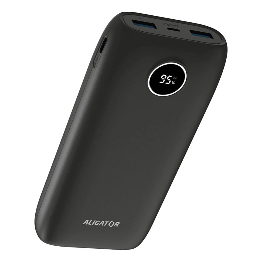 Aligator PBPD20BK - Powerbanka z LCD zaslonom Power Delivery 20000 mAh/20W/3,7V črna