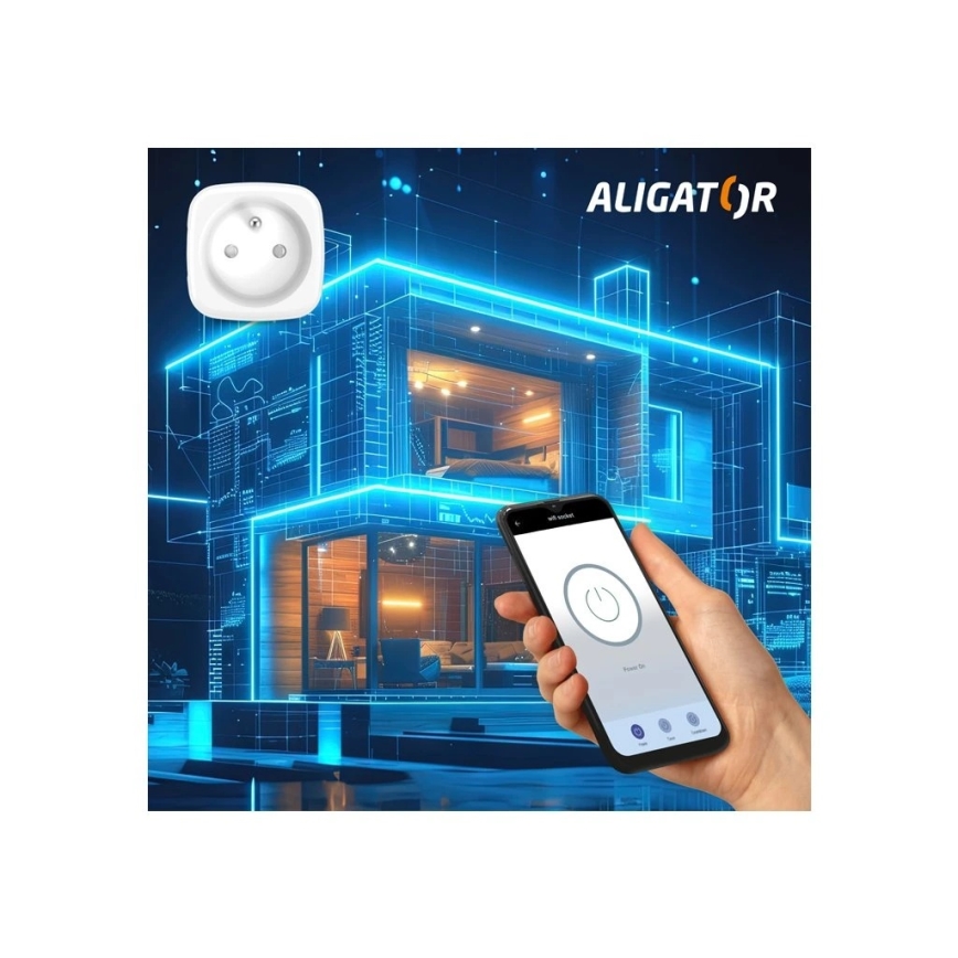 Aligator WAL001 - Pametna vtičnica 3680W/230V/Tip E/16A Wi-Fi Tuya