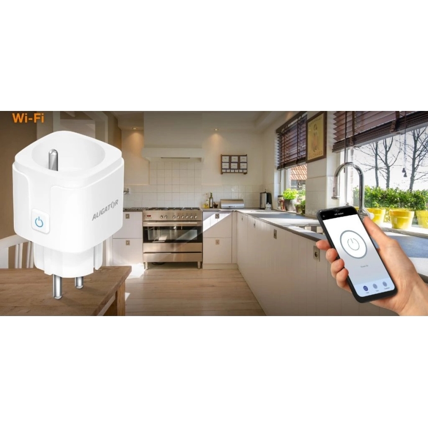 Aligator WAL001 - Pametna vtičnica 3680W/230V/Tip E/16A Wi-Fi Tuya