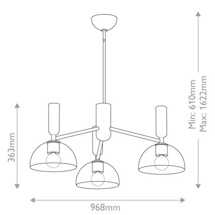 Alora Mood - Lestenec na drogu JUDE 3xE27/60W/230V pr. 96,8 cm medenina