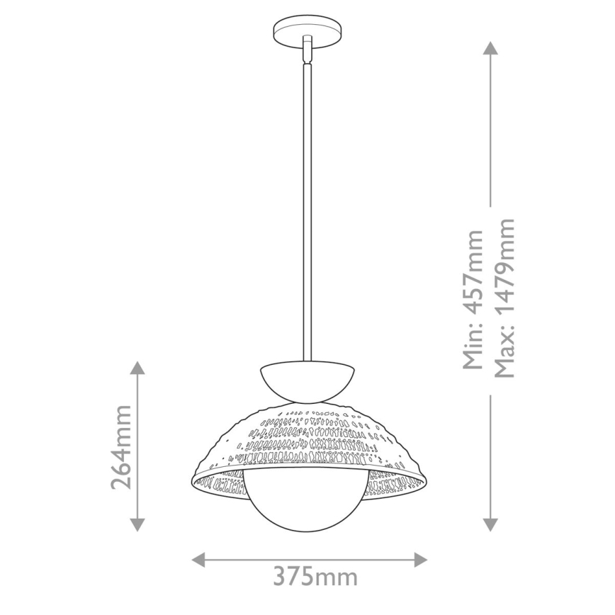 Alora Mood - Lestenec na drogu PERTH 1xE27/60W/230V premer 37,5 cm zlate barve