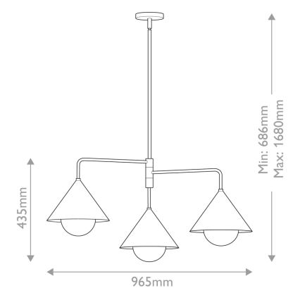 Alora Mood - Lestenec na palici REMYCK 3xE27/60W/230V zlate barve